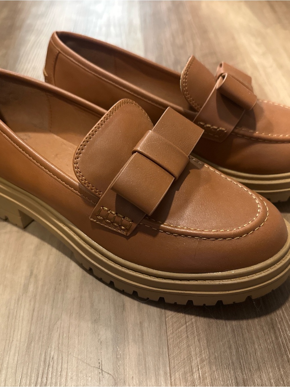 Chunky Platform Loafer in Cognac Brown